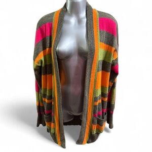 100% Cashmere Peace of Cloth Vibrant Striped Cardigan
